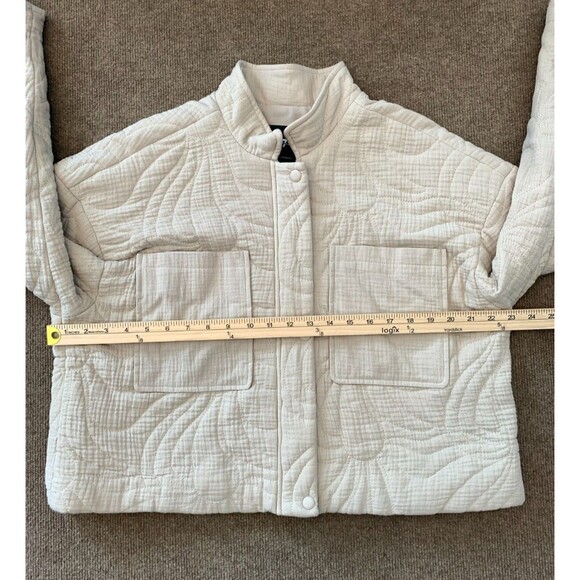 7 For All Mankind Quilted Cropped Jacket Womens L Lined Cotton Puffer - Picture 6 of 9